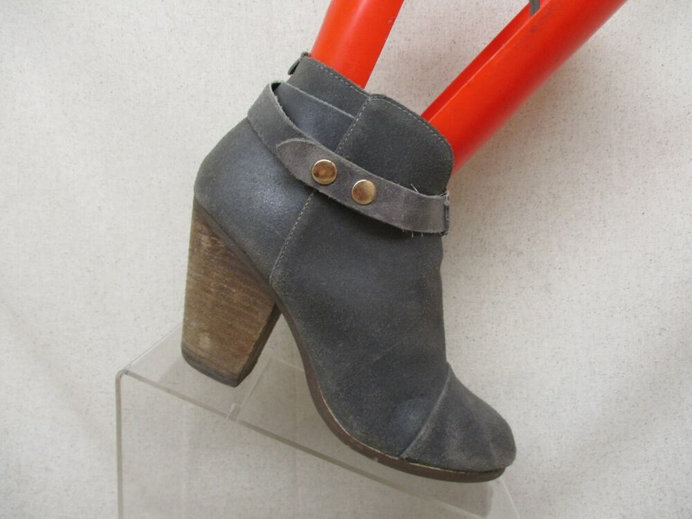 Steve Madden Womens Gray Rough Out Side Zip Button Ankle Boots Bootie Size 8 M
